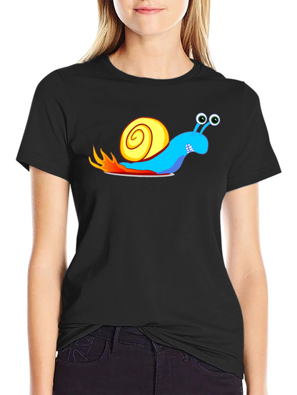 Turbo Snail Black T-Shirt - Speed Demon Cartoon