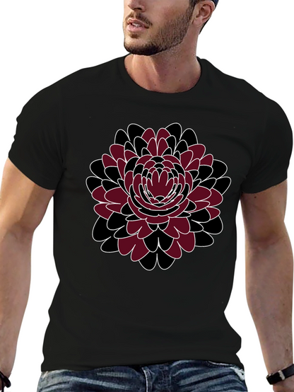 Floral Print Crewneck T-Shirt - Black