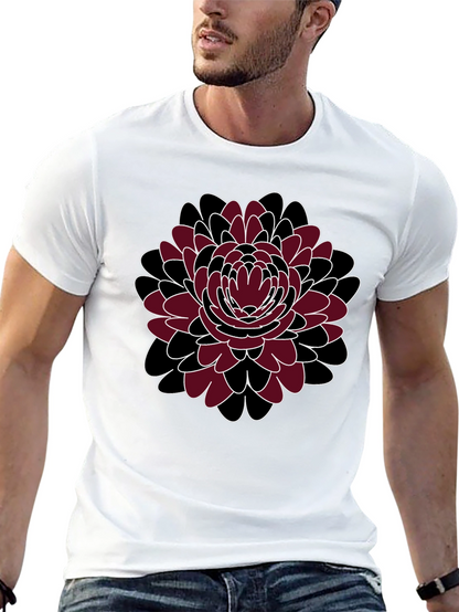 Floral Print Crewneck T-Shirt - Black