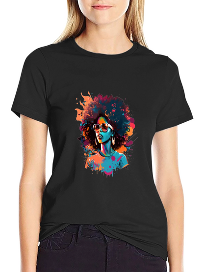 Afro Pop Art Black T-Shirt