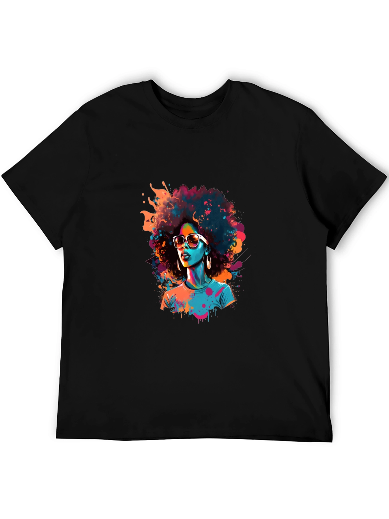 Afro Pop Art Black T-Shirt