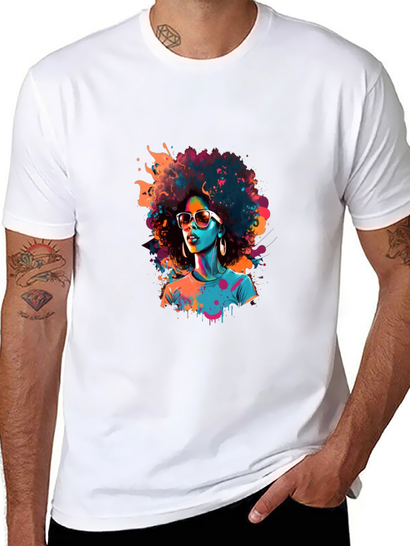 Afro Pop Art Black T-Shirt