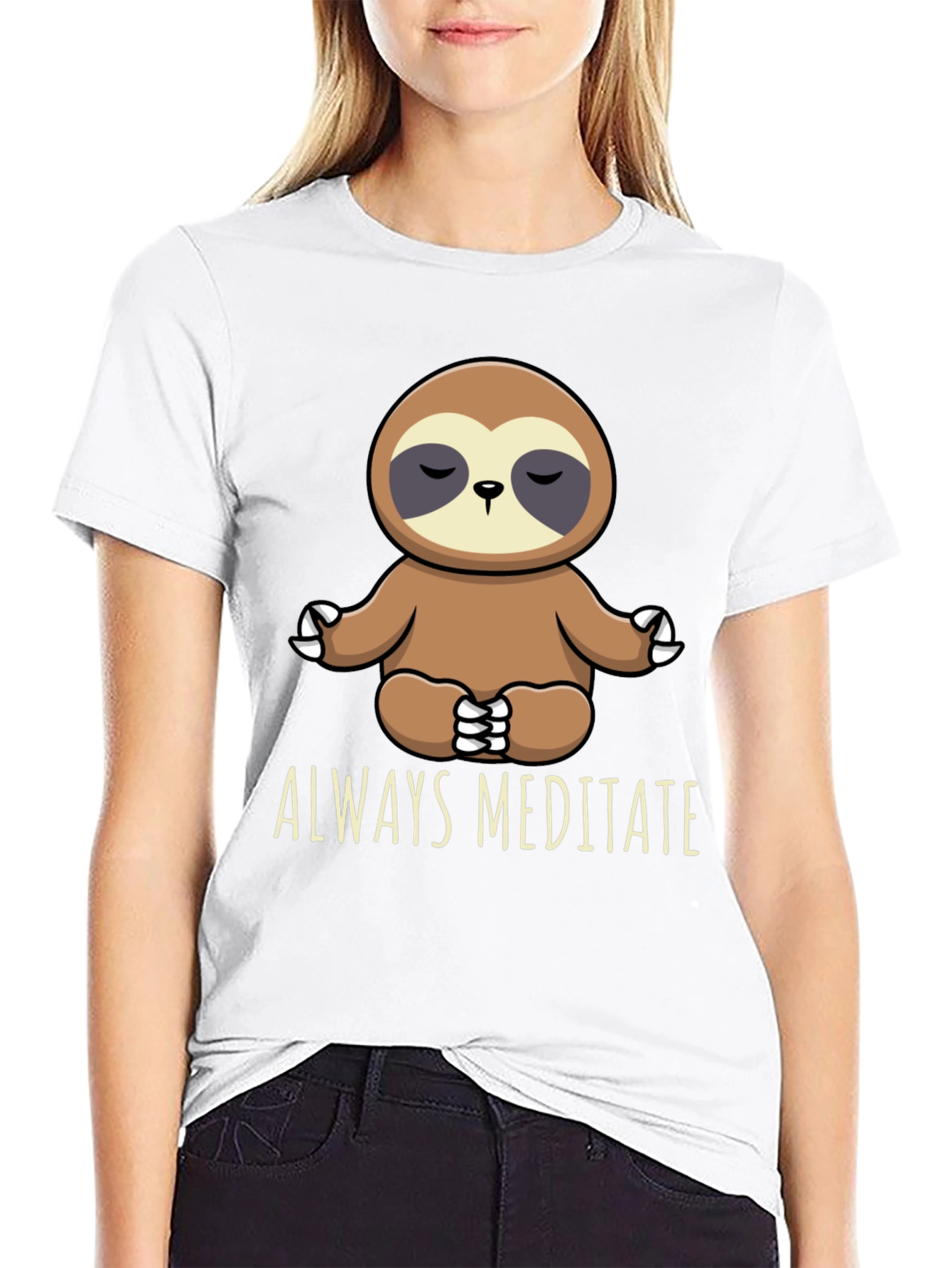 Meditating Sloth Graphic Tee - Always Meditate!