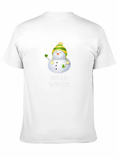 Hello Winter Snowman Graphic Tee - Black
