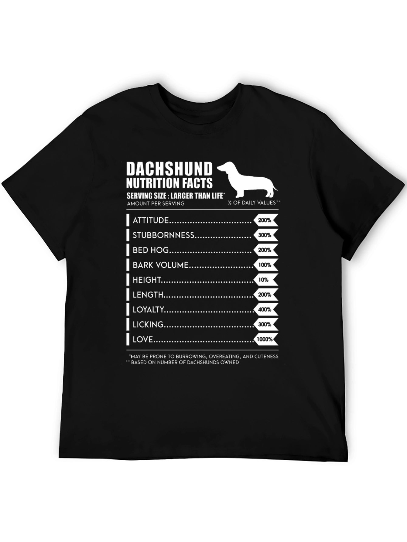 Dachshund Nutrition Facts Graphic Tee