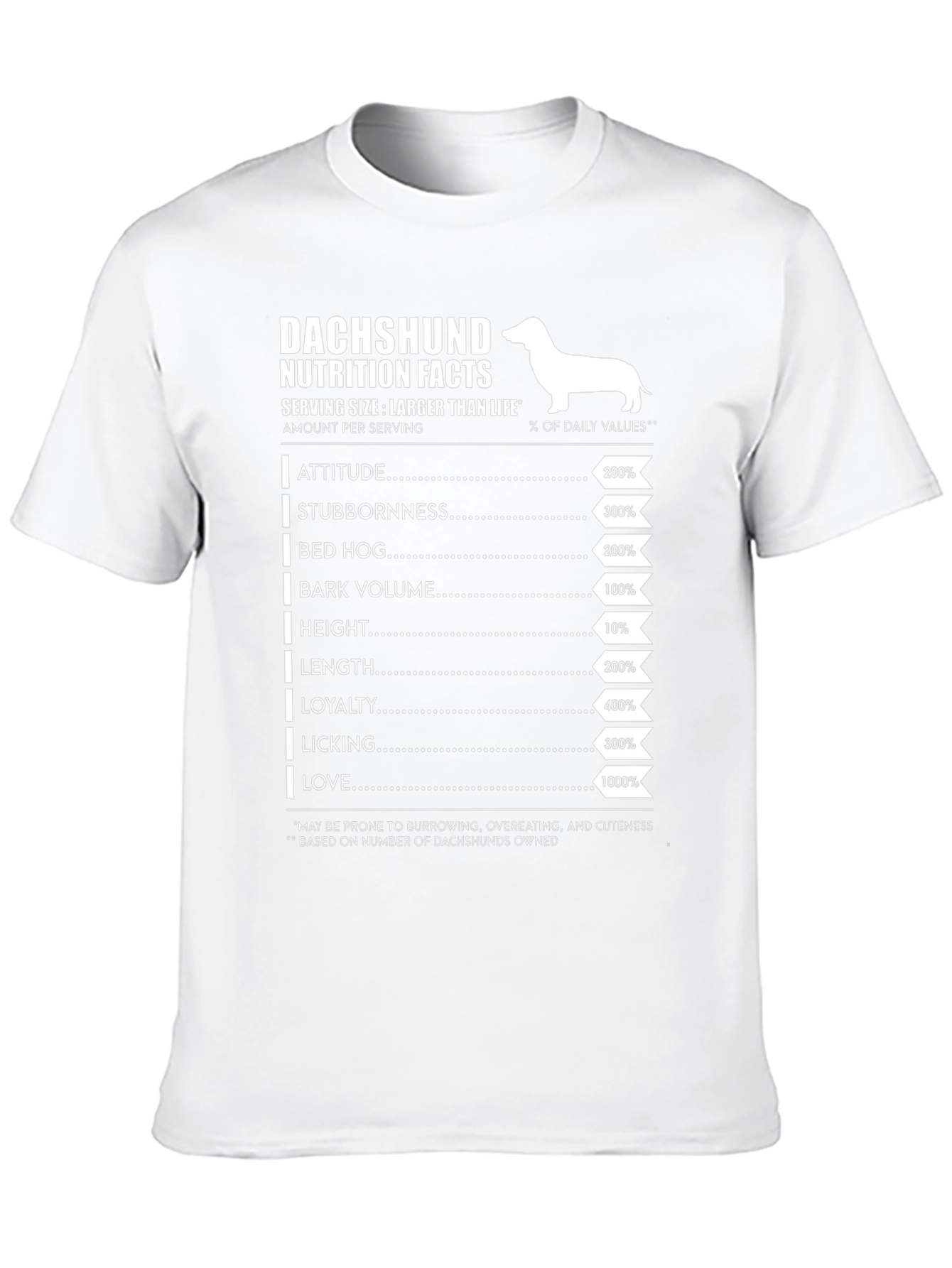 Dachshund Nutrition Facts Graphic Tee
