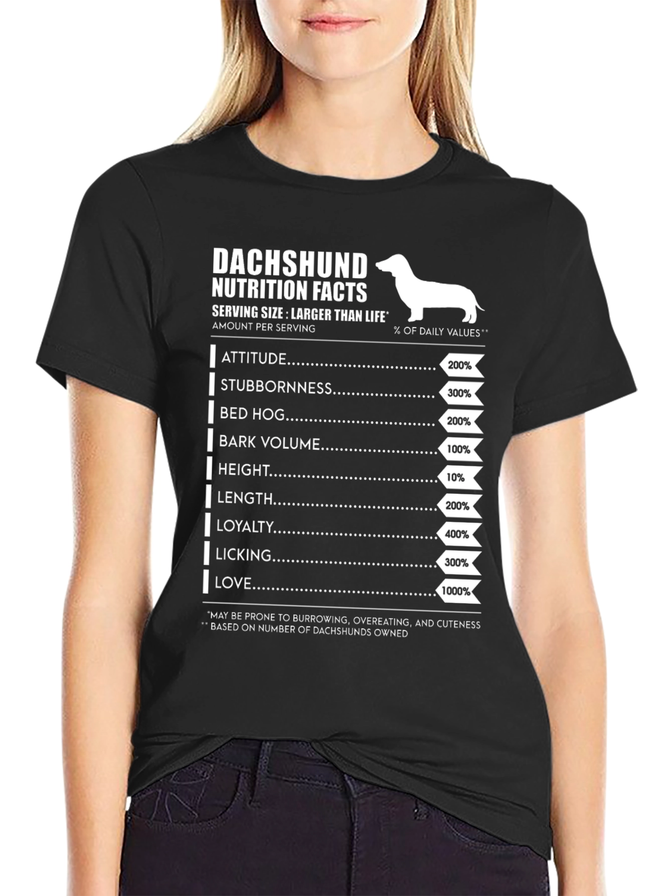 Dachshund Nutrition Facts Graphic Tee