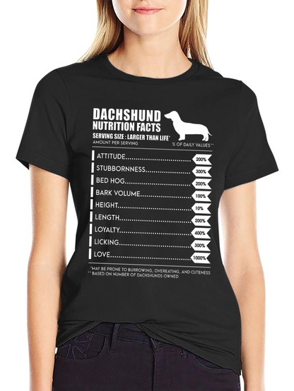 Dachshund Nutrition Facts Graphic Tee