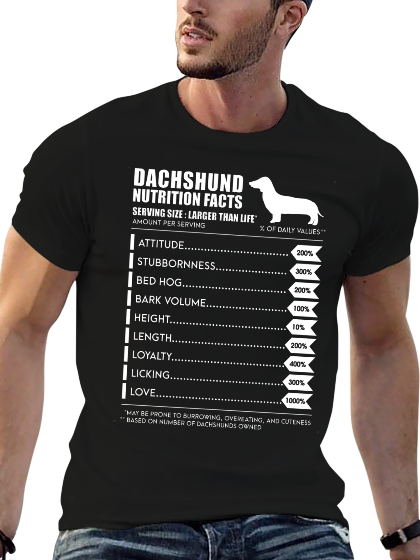 Dachshund Nutrition Facts Graphic Tee