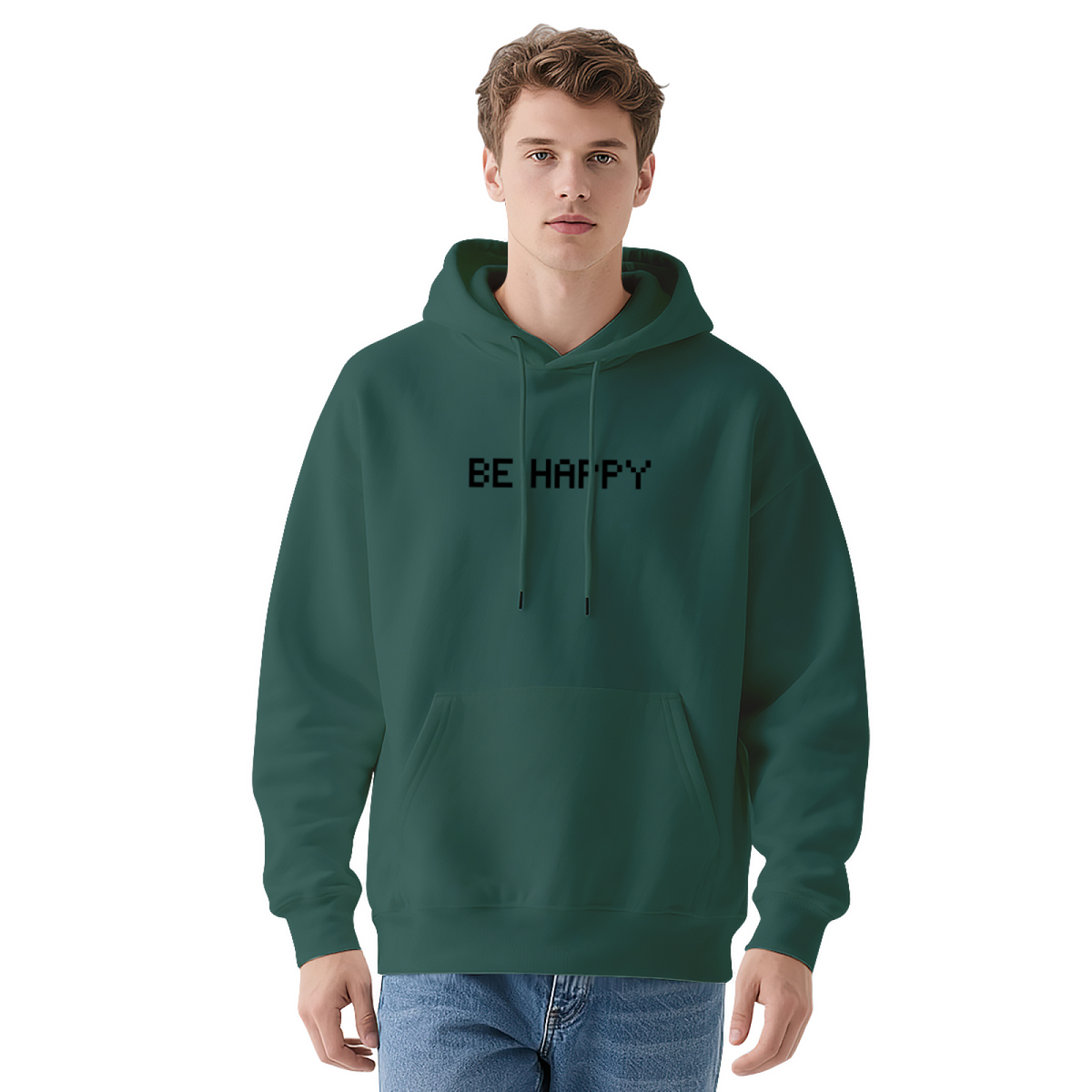 Trendy Hooded Sweatshirt - Be Happy