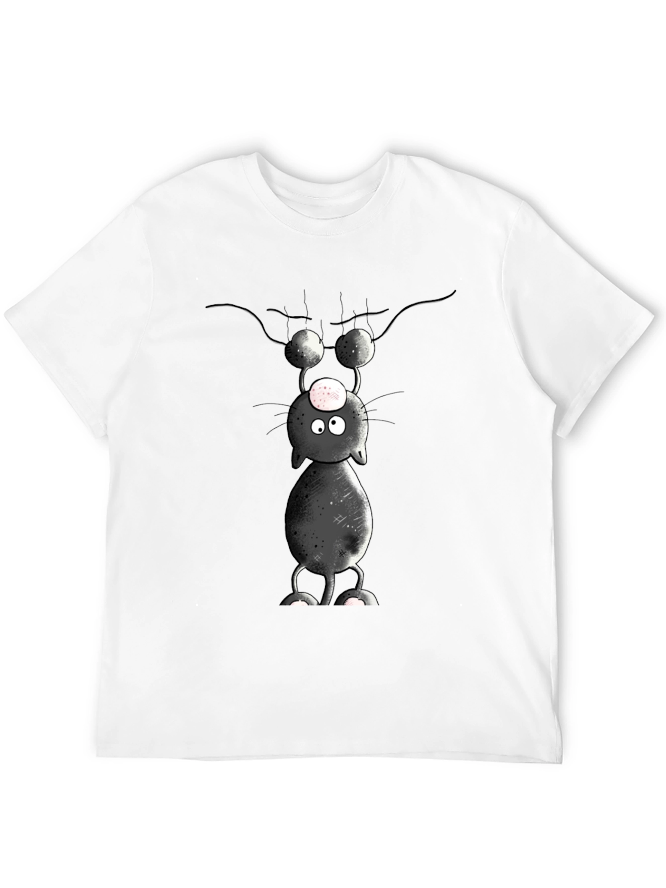Cartoon Cat T-Shirt - Upside Down Humor