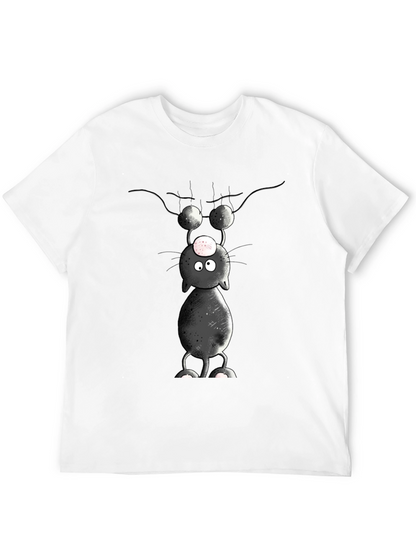 Cartoon Cat T-Shirt - Upside Down Humor