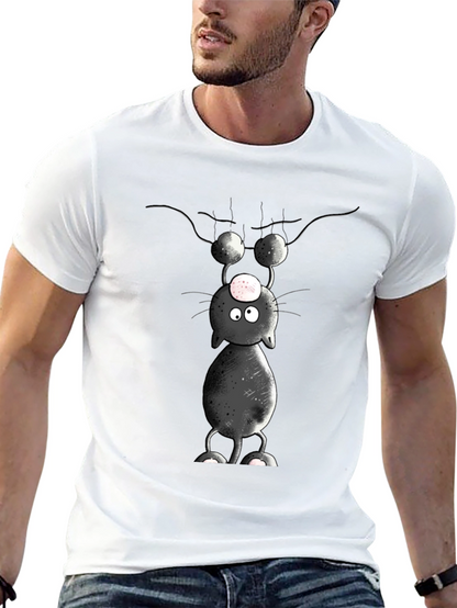 Cartoon Cat T-Shirt - Upside Down Humor