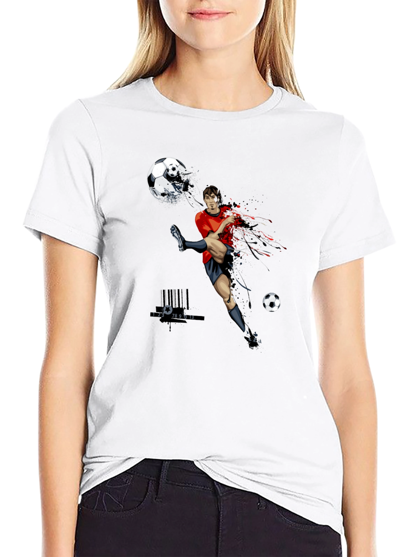 Soccer Player Graphic Tee - Black