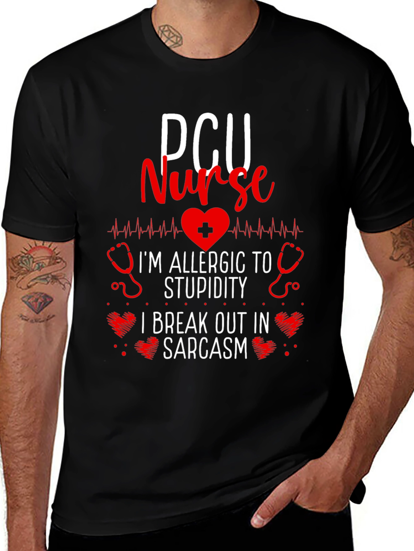 PCU Nurse Allergic to Stupidity Sarcasm T-Shirt