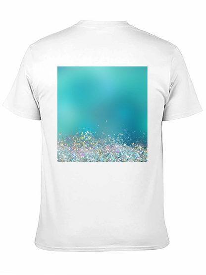 Aqua Glitter Design Black T-Shirt