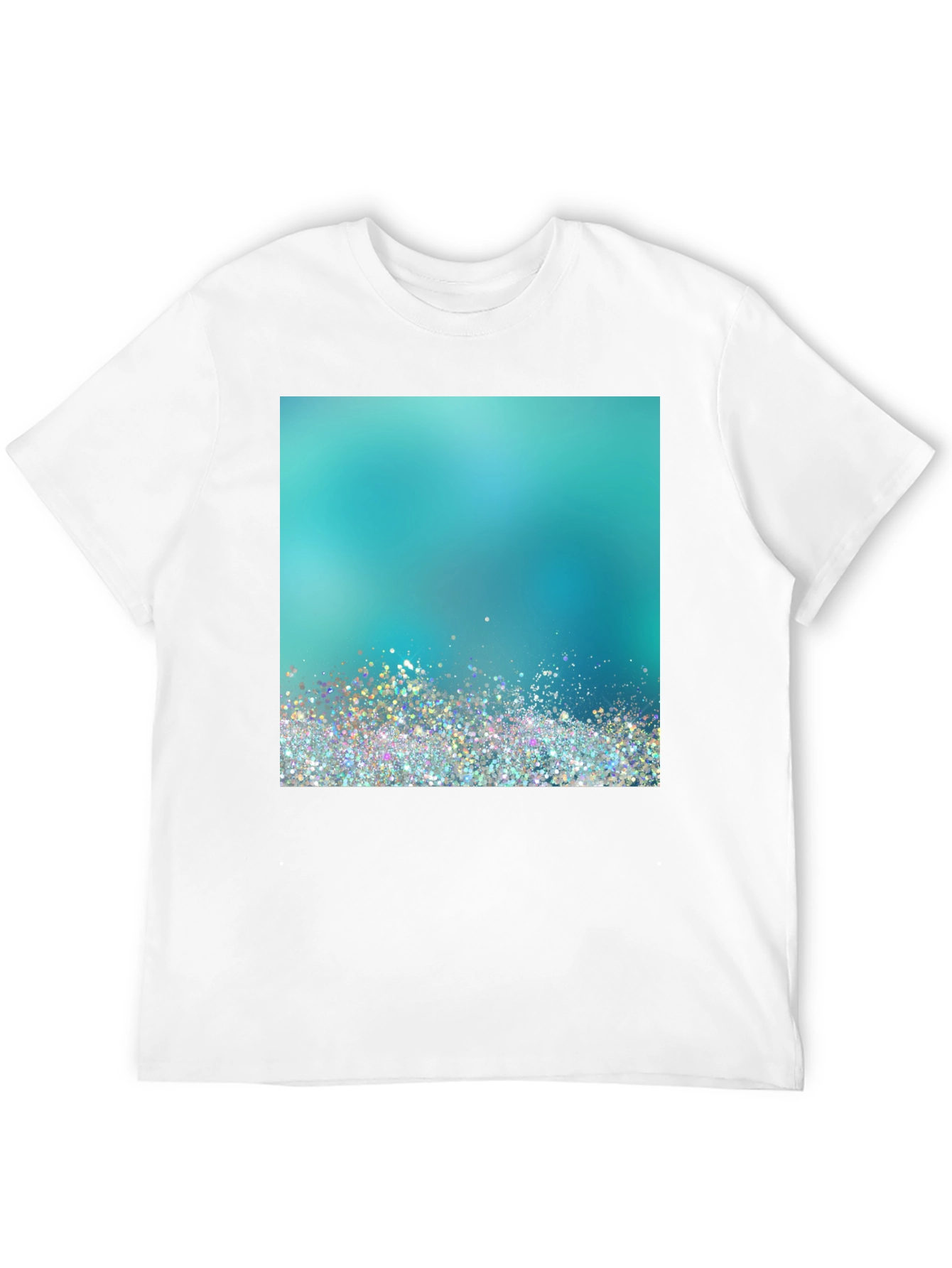 Aqua Glitter Design Black T-Shirt
