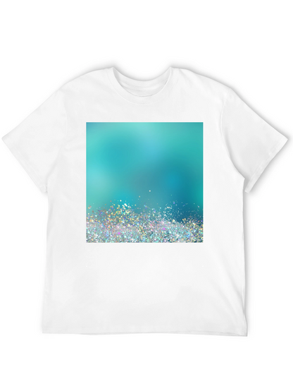 Aqua Glitter Design Black T-Shirt