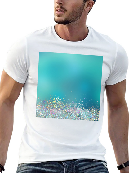 Aqua Glitter Design Black T-Shirt