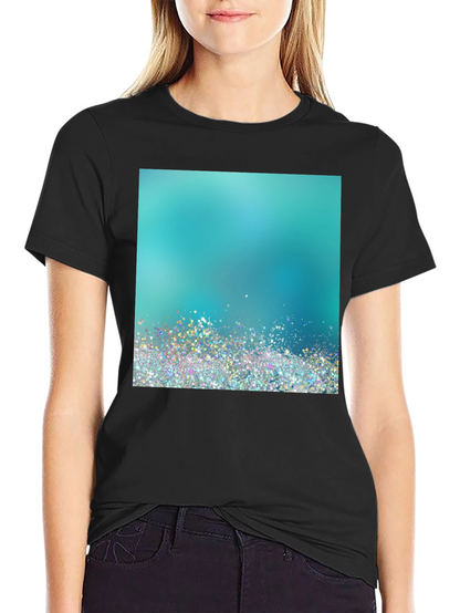 Aqua Glitter Design Black T-Shirt