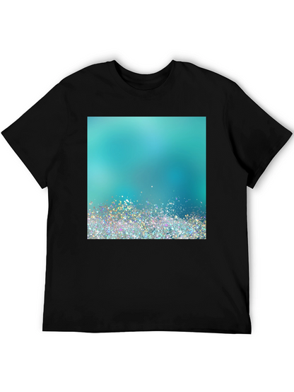 Aqua Glitter Design Black T-Shirt