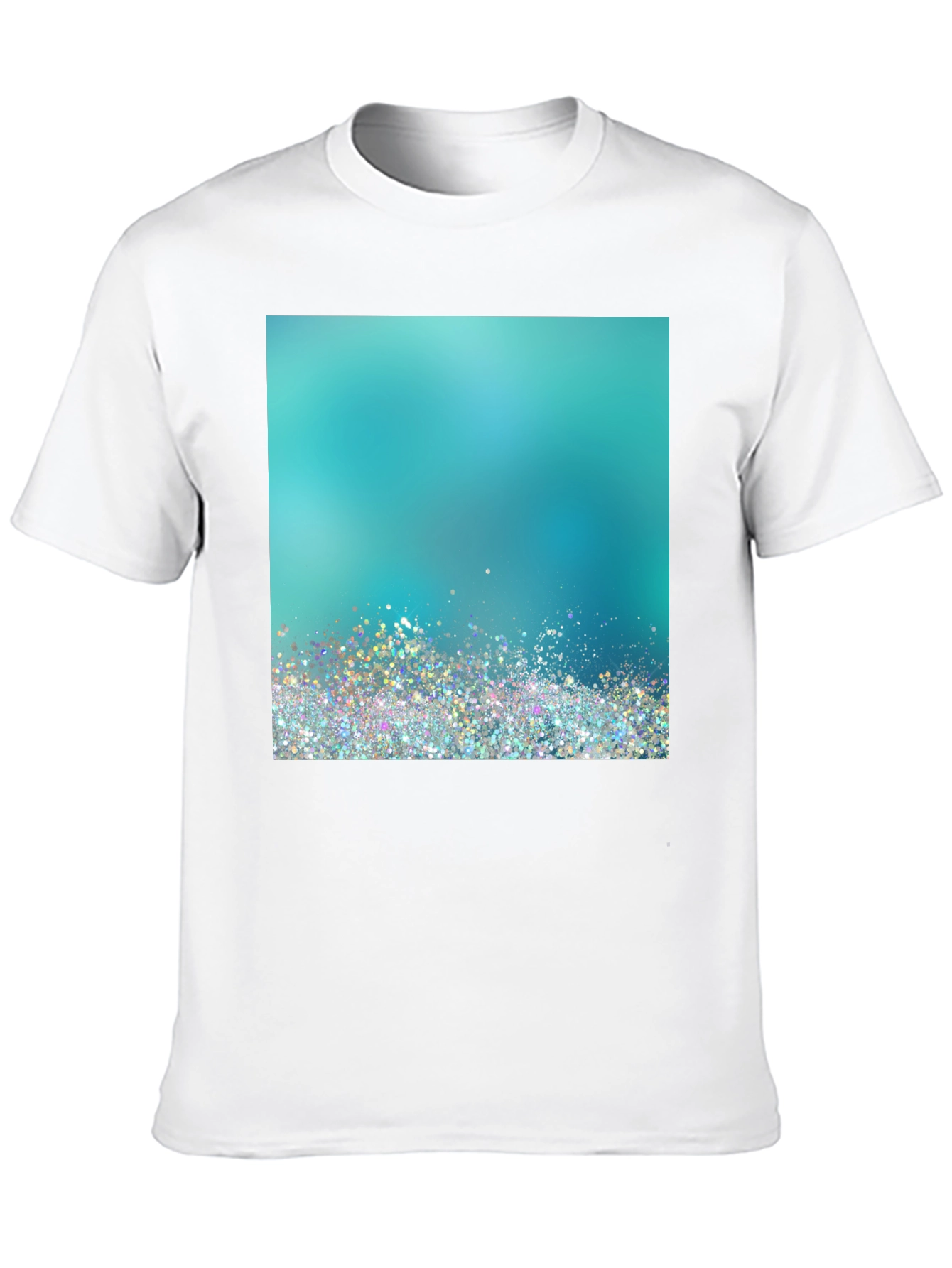 Aqua Glitter Design Black T-Shirt
