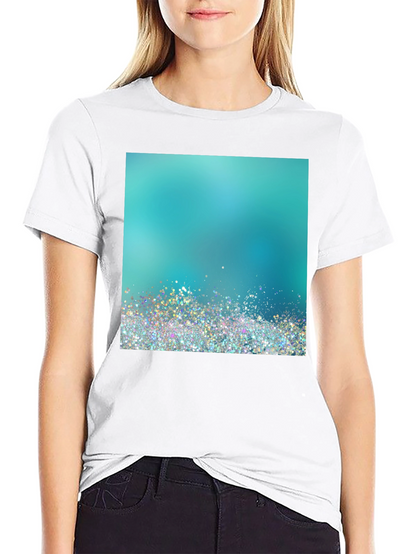 Aqua Glitter Design Black T-Shirt