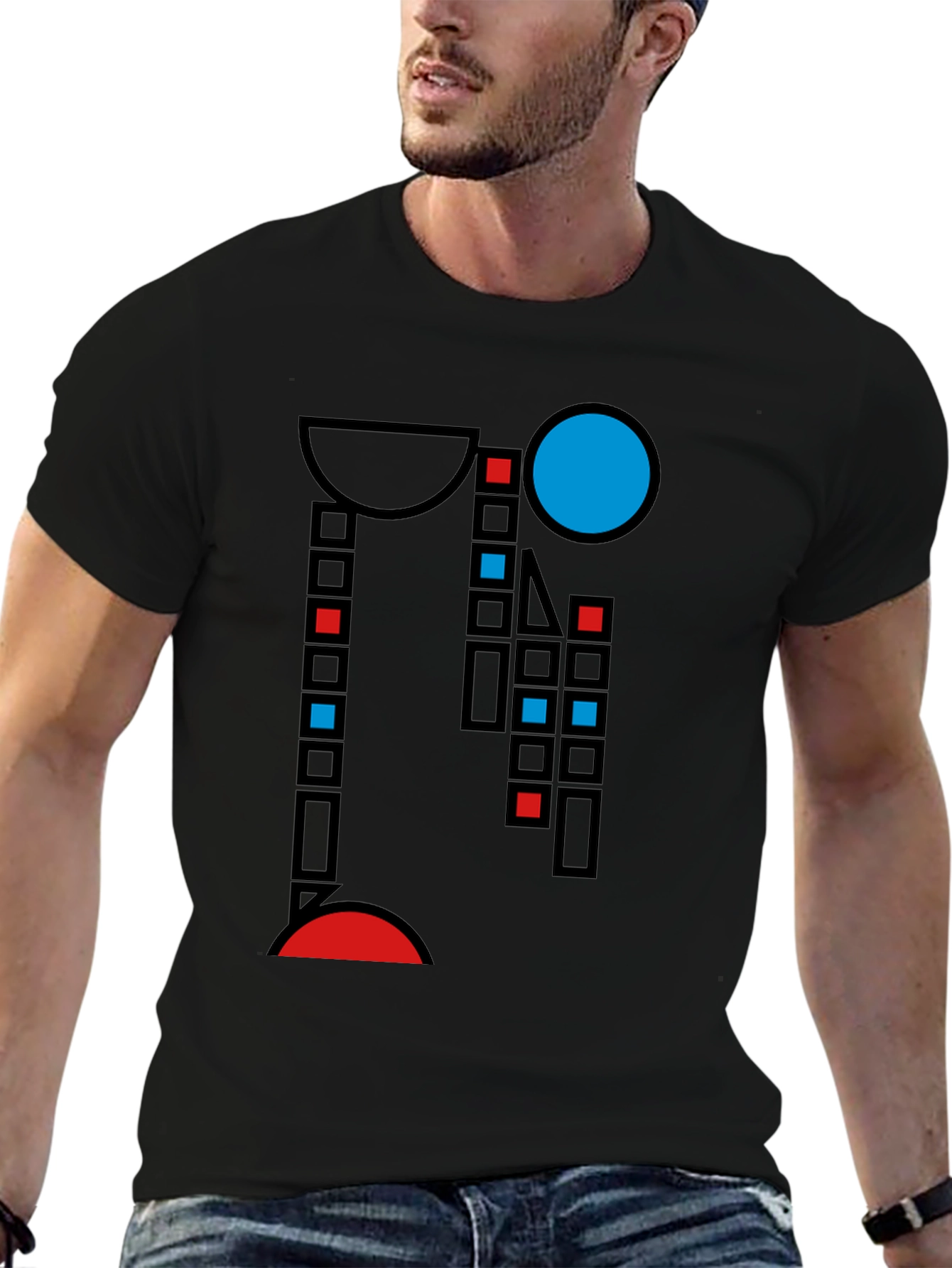 Abstract Geometric T-Shirt - Black