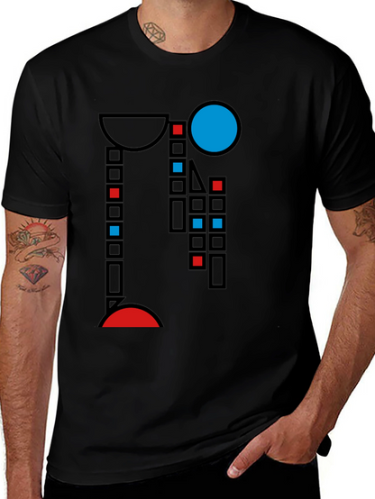 Abstract Geometric T-Shirt - Black