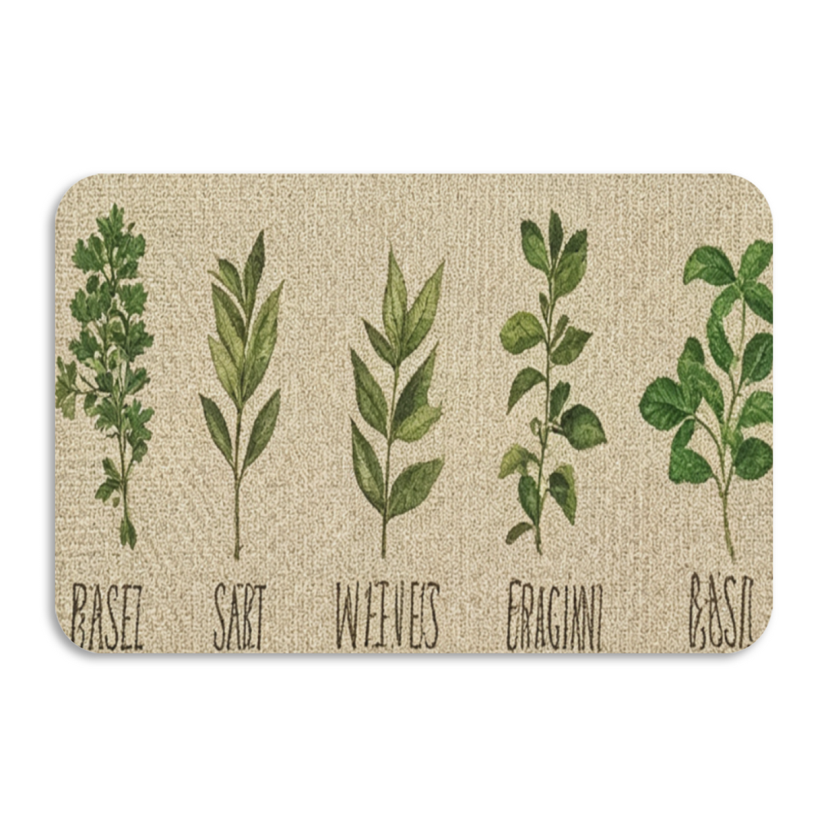 Vintage Herb Botanical Chart£üVintage Herb Plant Botanical Chart Diatomite Mat, Artistic Decor Absorbent Kitchen Bathroom Rug