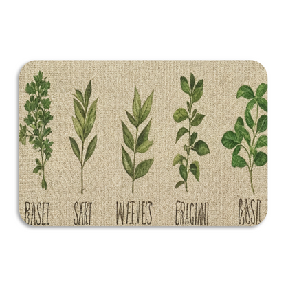 Vintage Herb Botanical Chart£üVintage Herb Plant Botanical Chart Diatomite Mat, Artistic Decor Absorbent Kitchen Bathroom Rug