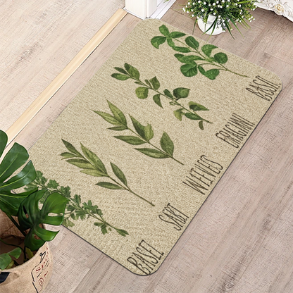 Vintage Herb Botanical Chart£üVintage Herb Plant Botanical Chart Diatomite Mat, Artistic Decor Absorbent Kitchen Bathroom Rug