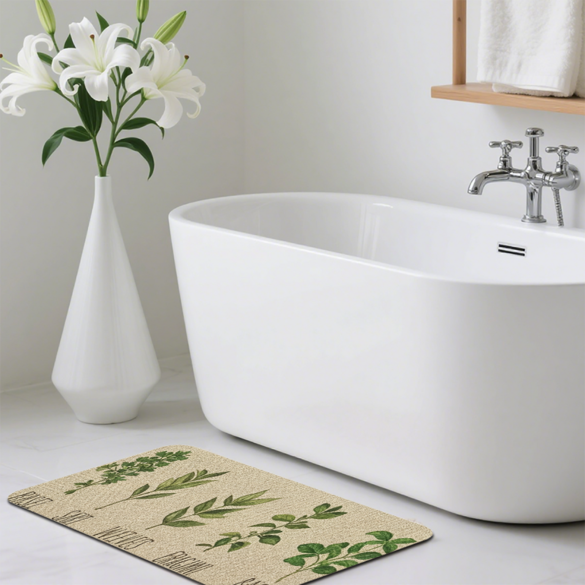 Vintage Herb Botanical Chart£üVintage Herb Plant Botanical Chart Diatomite Mat, Artistic Decor Absorbent Kitchen Bathroom Rug