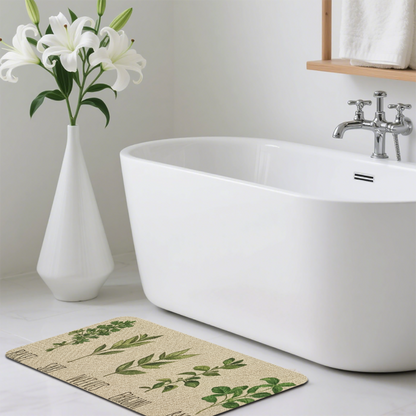 Vintage Herb Botanical Chart£üVintage Herb Plant Botanical Chart Diatomite Mat, Artistic Decor Absorbent Kitchen Bathroom Rug