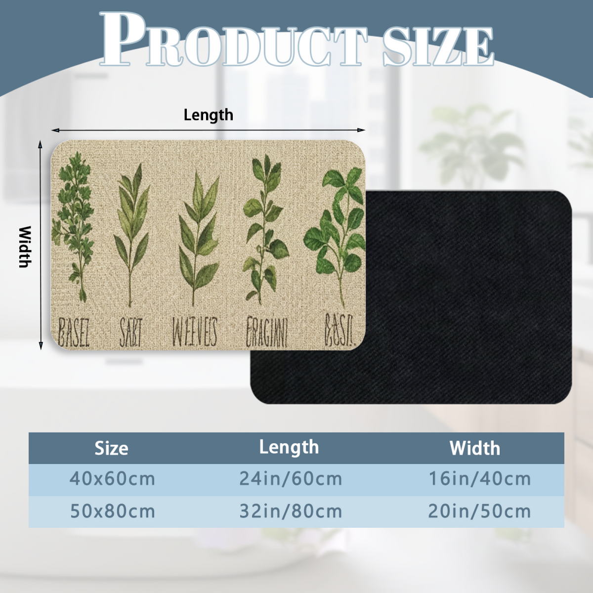 Vintage Herb Botanical Chart£üVintage Herb Plant Botanical Chart Diatomite Mat, Artistic Decor Absorbent Kitchen Bathroom Rug