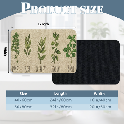 Vintage Herb Botanical Chart£üVintage Herb Plant Botanical Chart Diatomite Mat, Artistic Decor Absorbent Kitchen Bathroom Rug