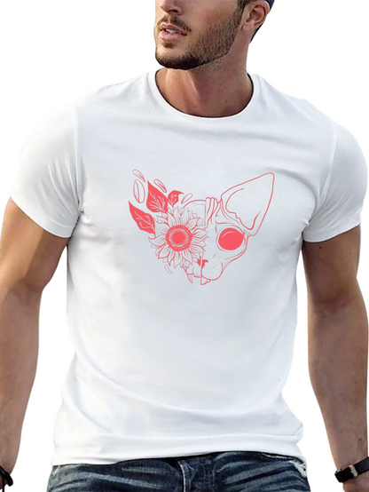 Floral Cat Graphic T-Shirt - Unique Design