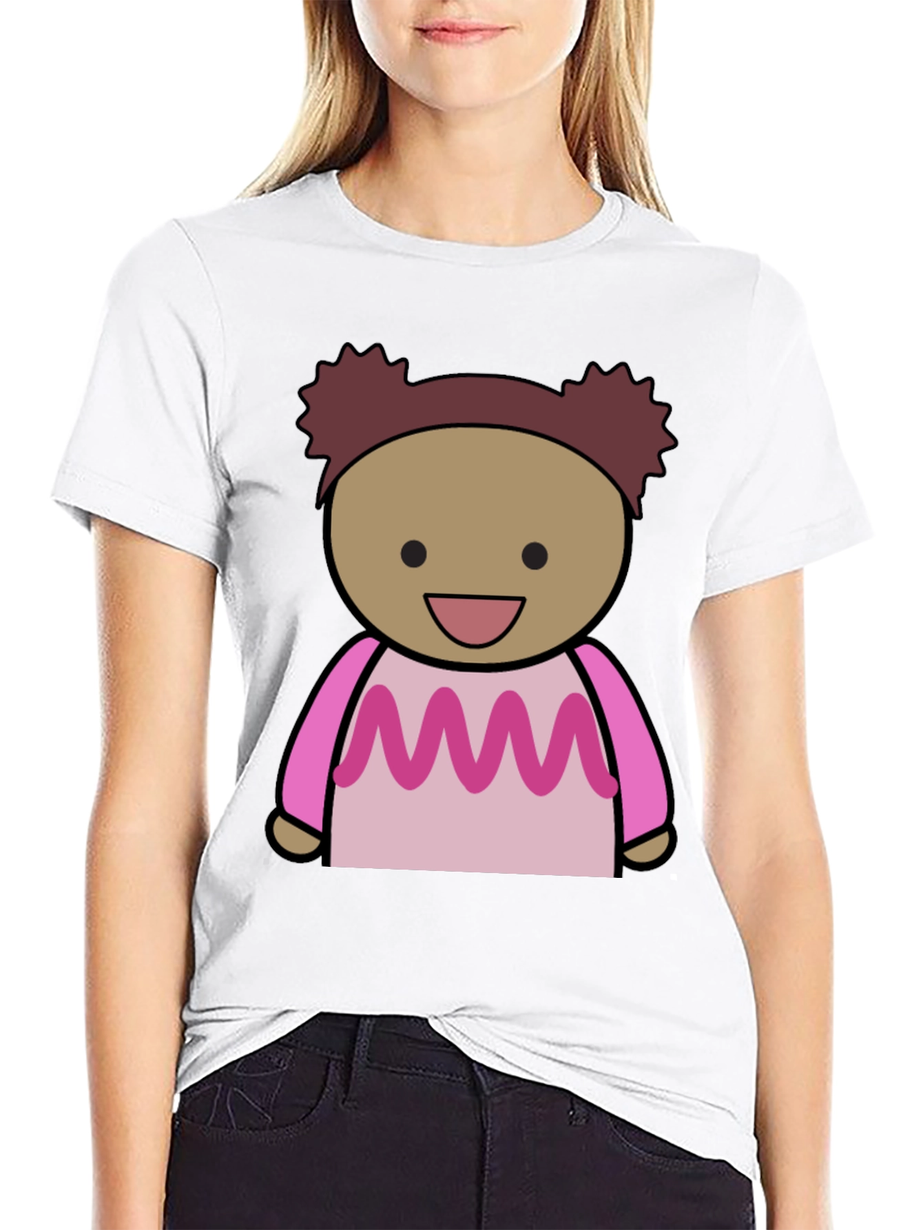 Cartoon Character Graphic Print Black Tee