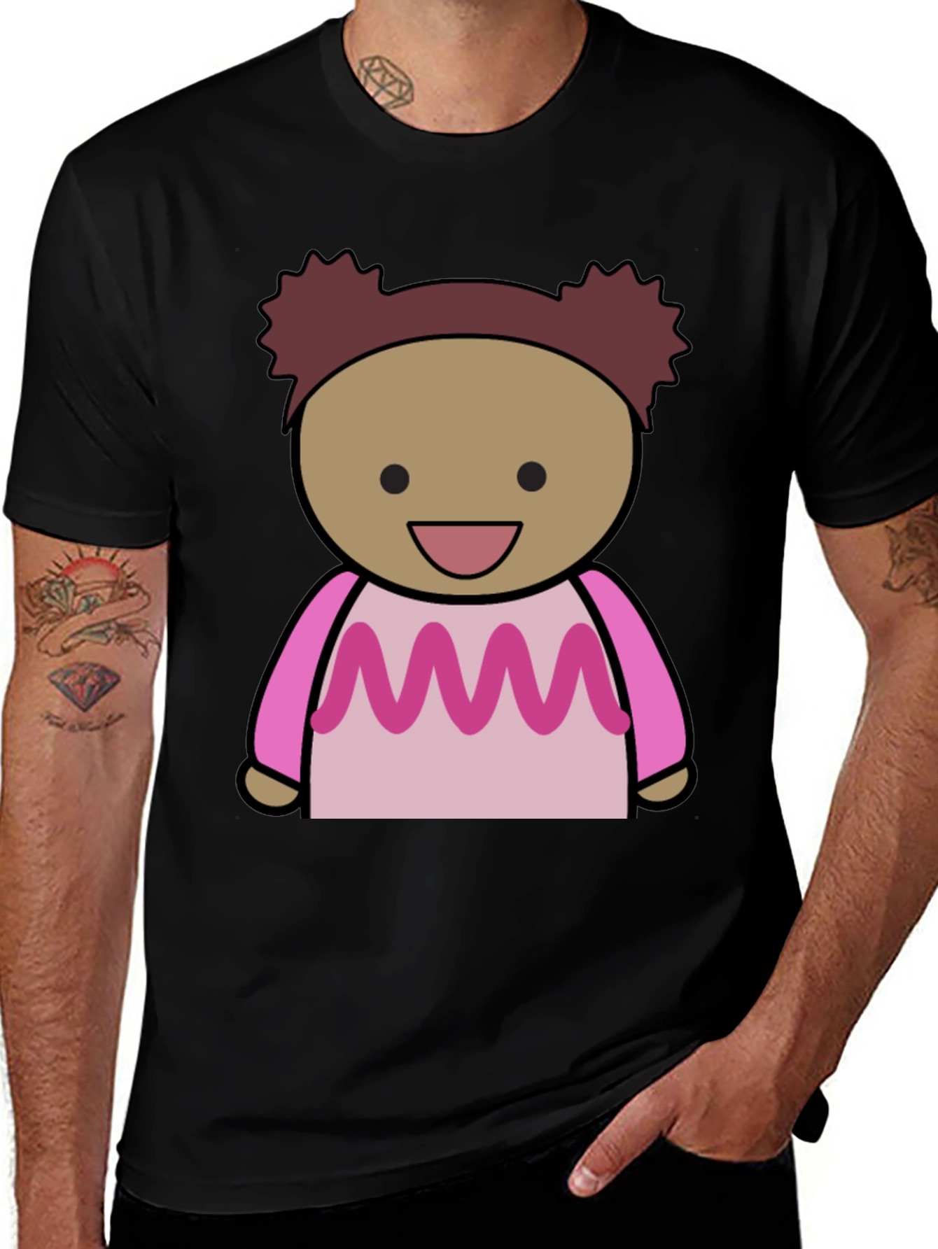 Cartoon Character Graphic Print Black Tee