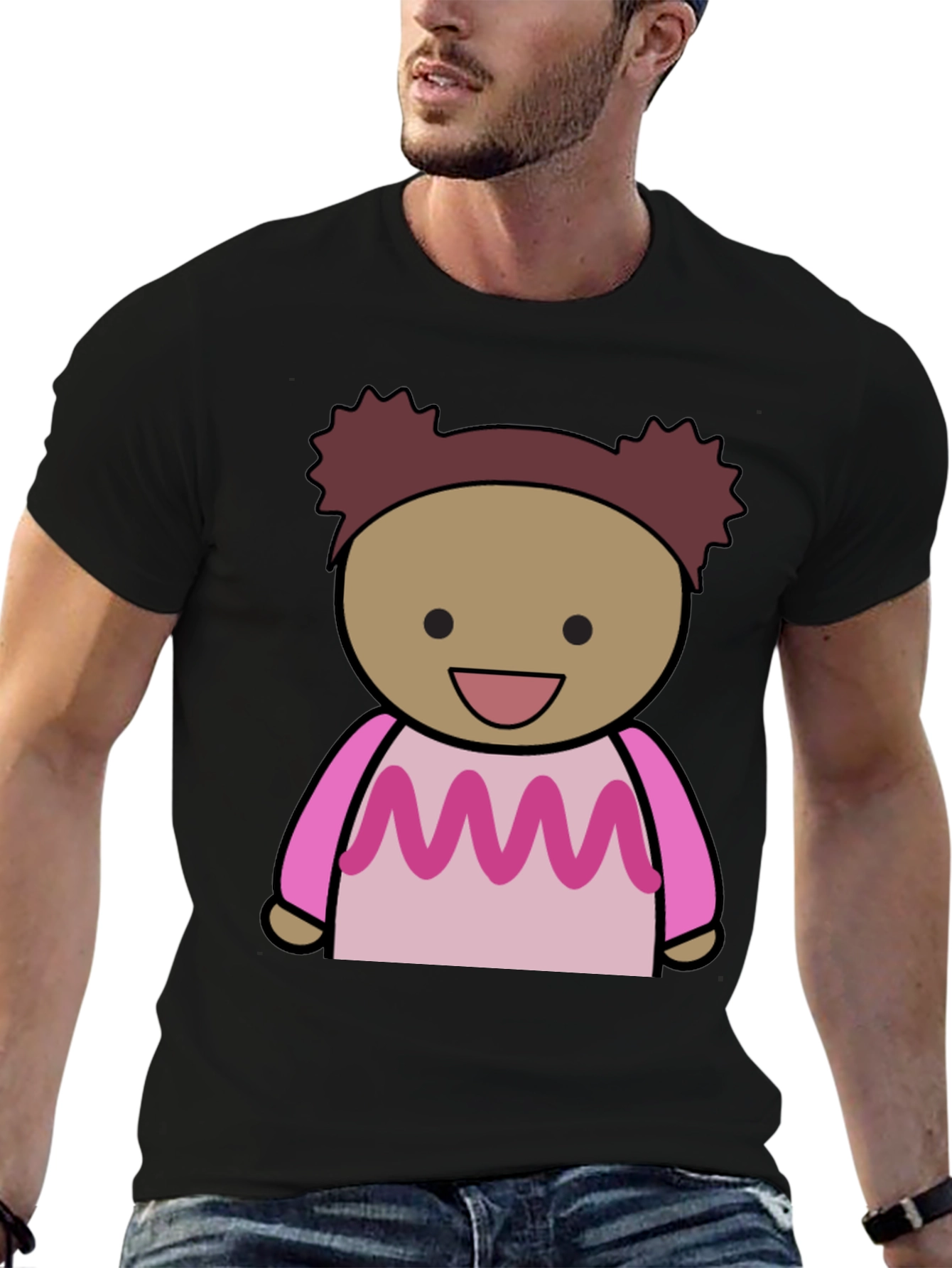 Cartoon Character Graphic Print Black Tee