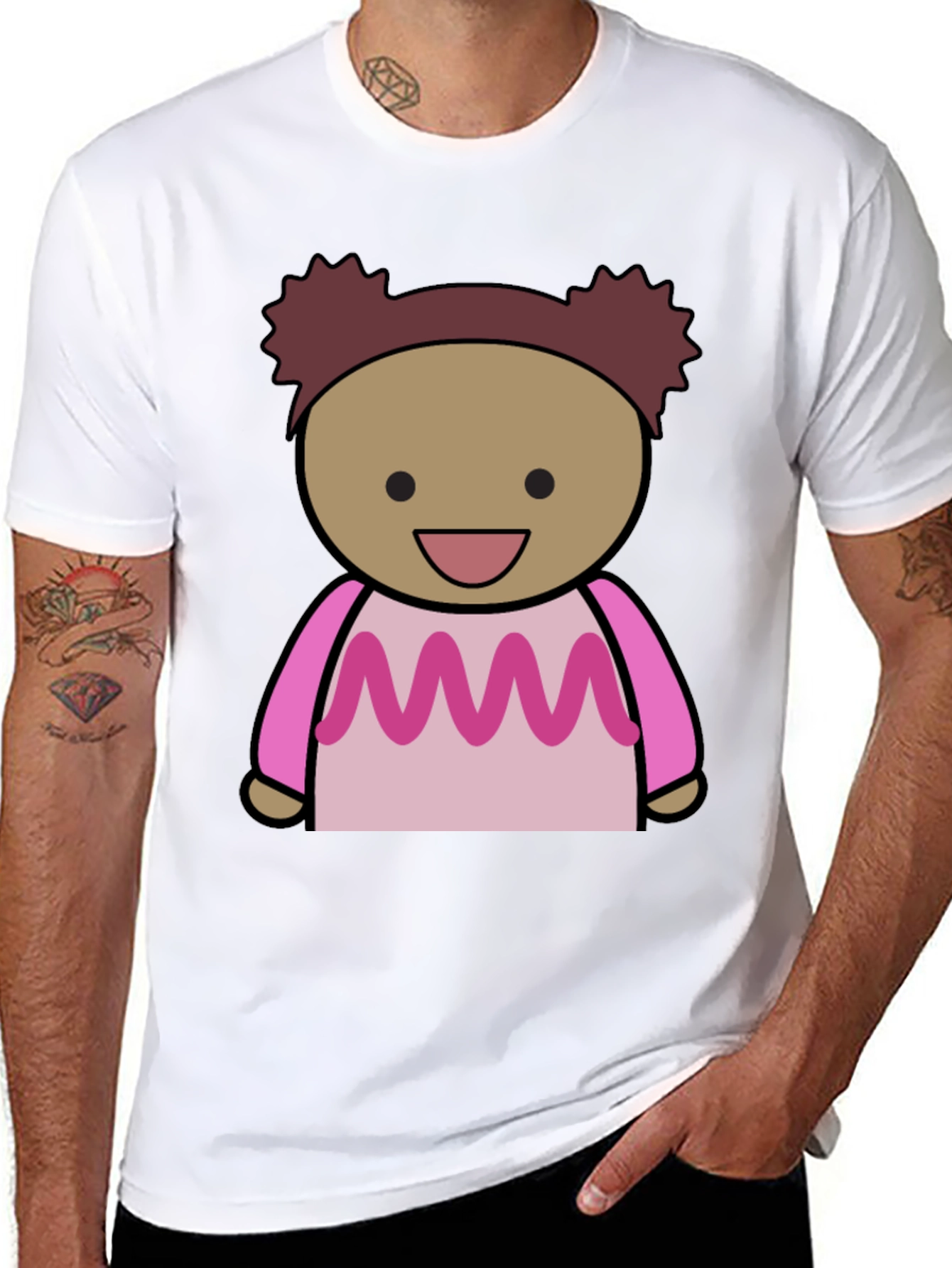 Cartoon Character Graphic Print Black Tee
