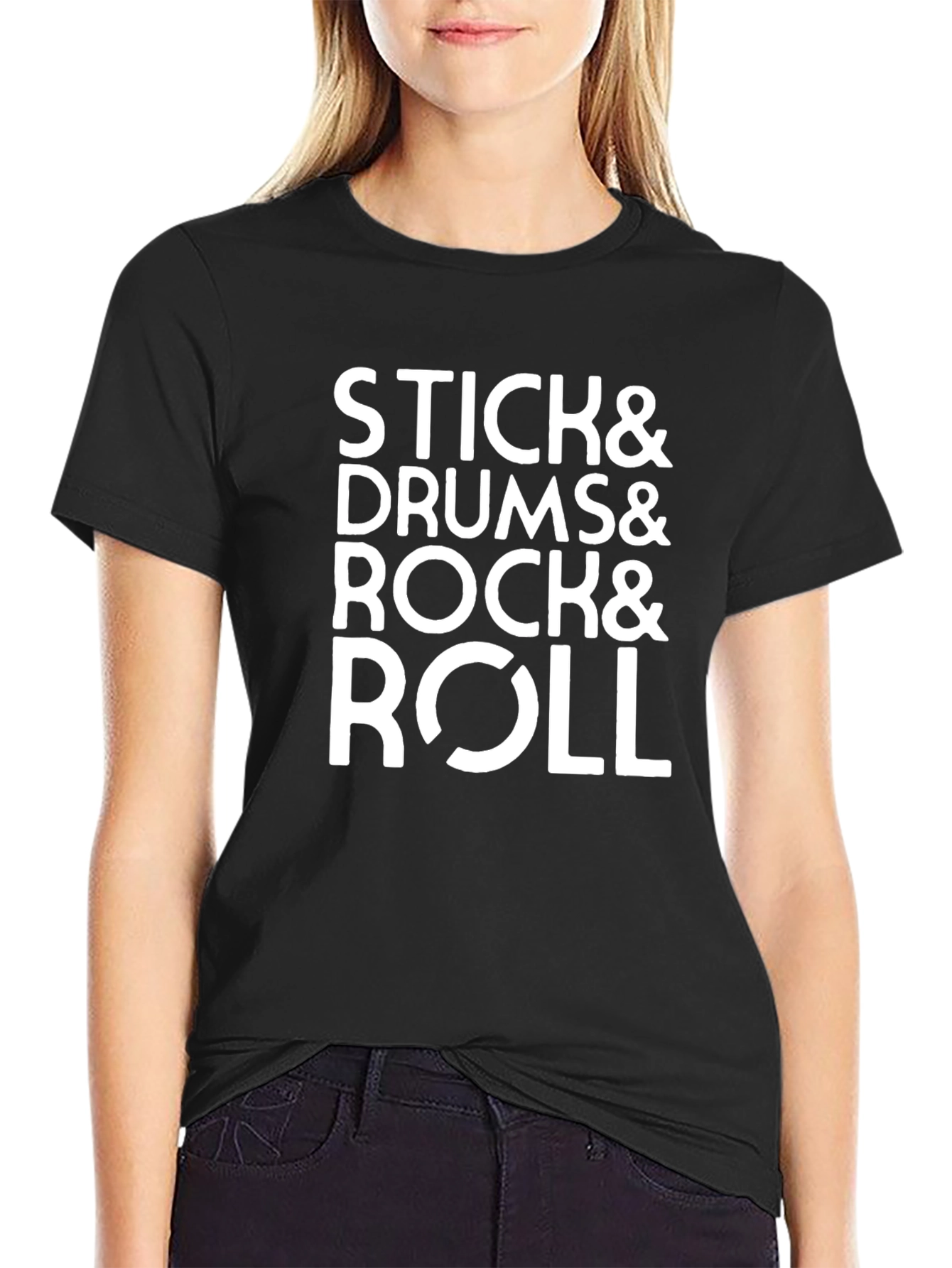 Stick Drums Rock & Roll Black T-Shirt
