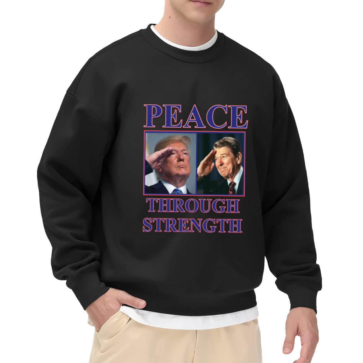 Peace Through Strength Crewneck Sweatshirt - Patriotic Political Historical Pullover