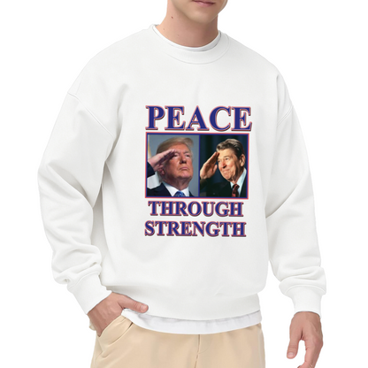 Peace Through Strength Crewneck Sweatshirt - Patriotic Political Historical Pullover