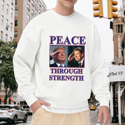 Peace Through Strength Crewneck Sweatshirt - Patriotic Political Historical Pullover