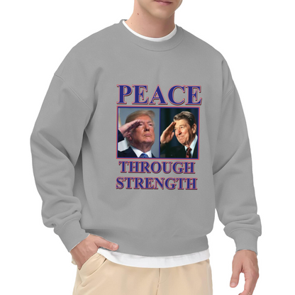 Peace Through Strength Crewneck Sweatshirt - Patriotic Political Historical Pullover