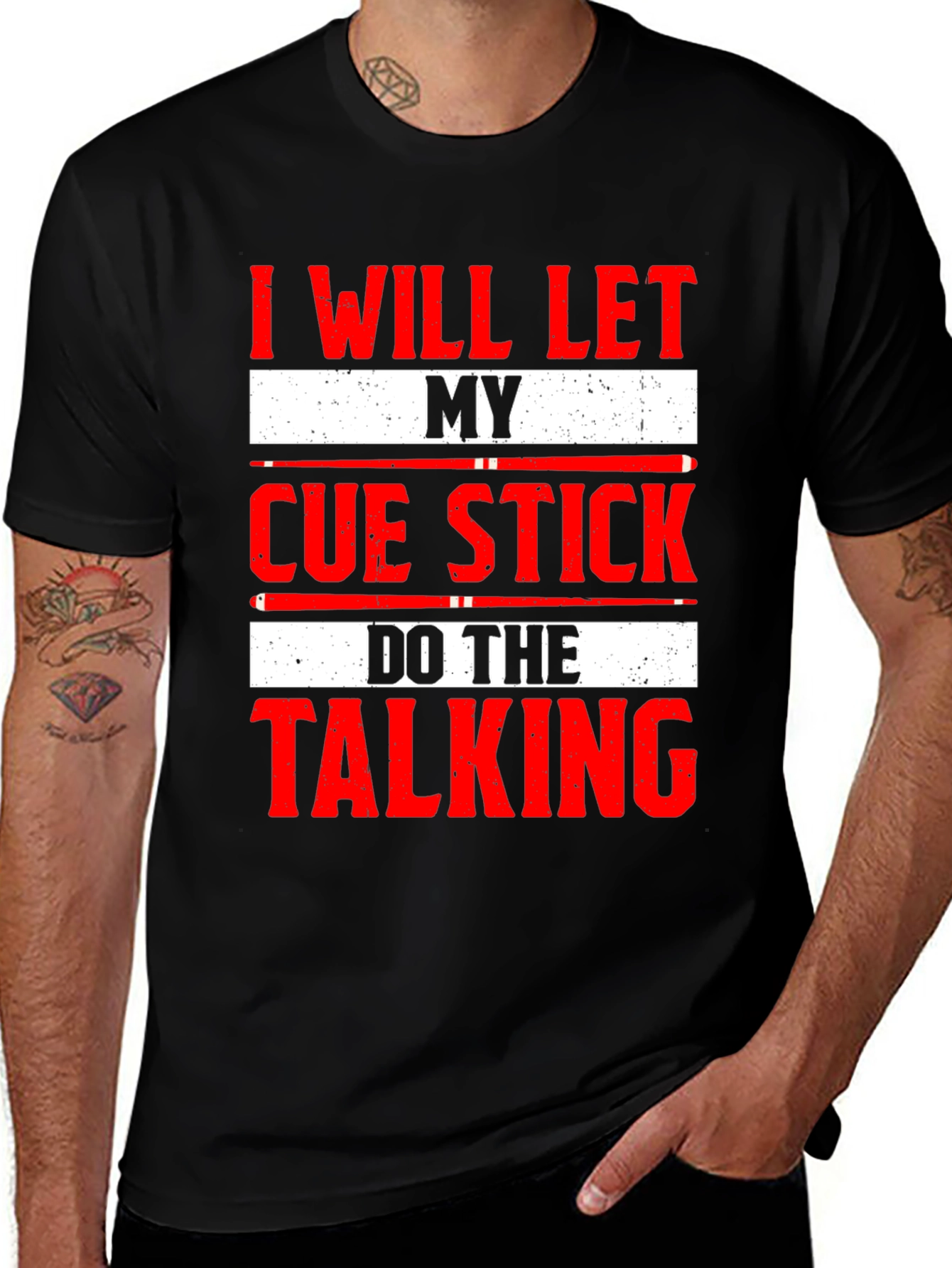 Cue Stick Talking T-Shirt - Billiards Player Tee