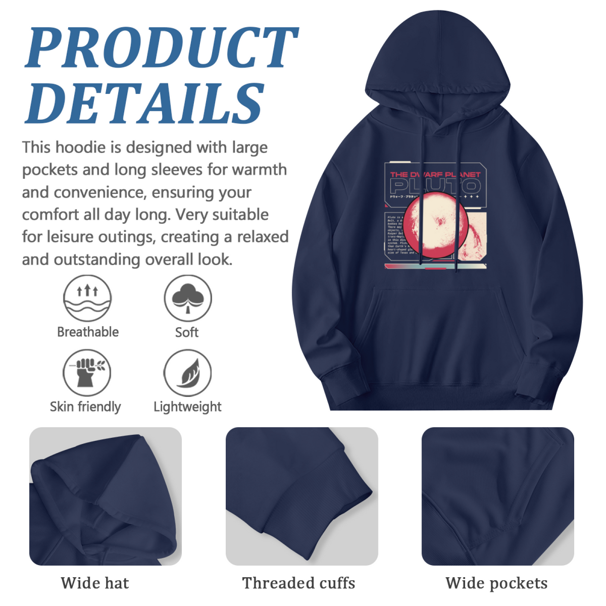 The Dwarf Planet Pluto Sci-Fi Astronomy Hoodie