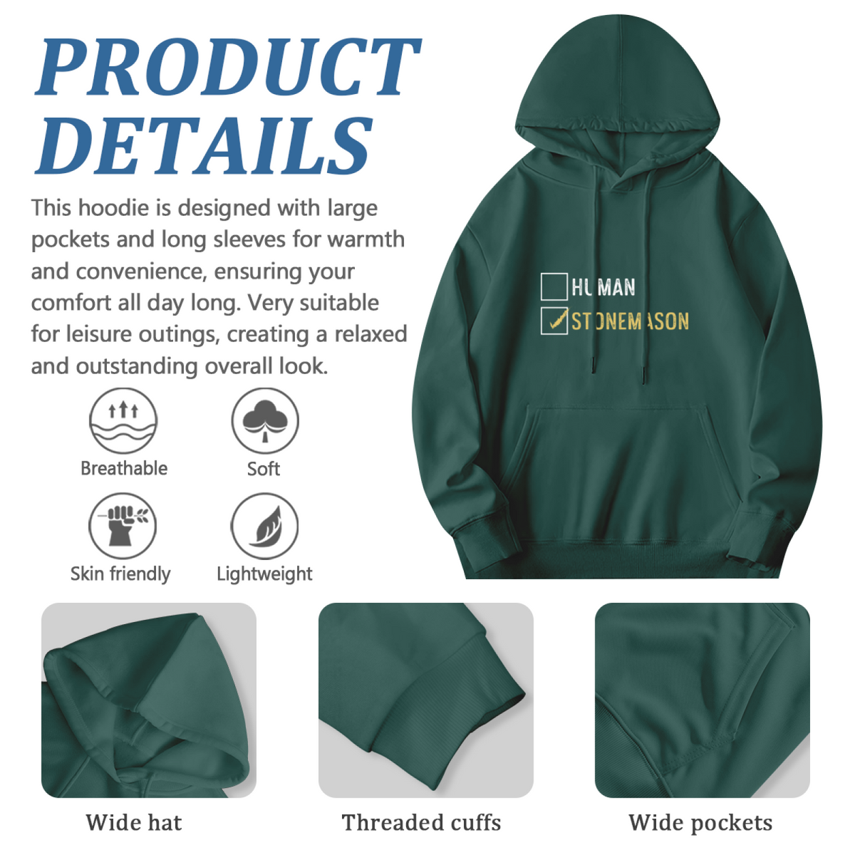 Stonemason vs Human Checkbox Hoodie