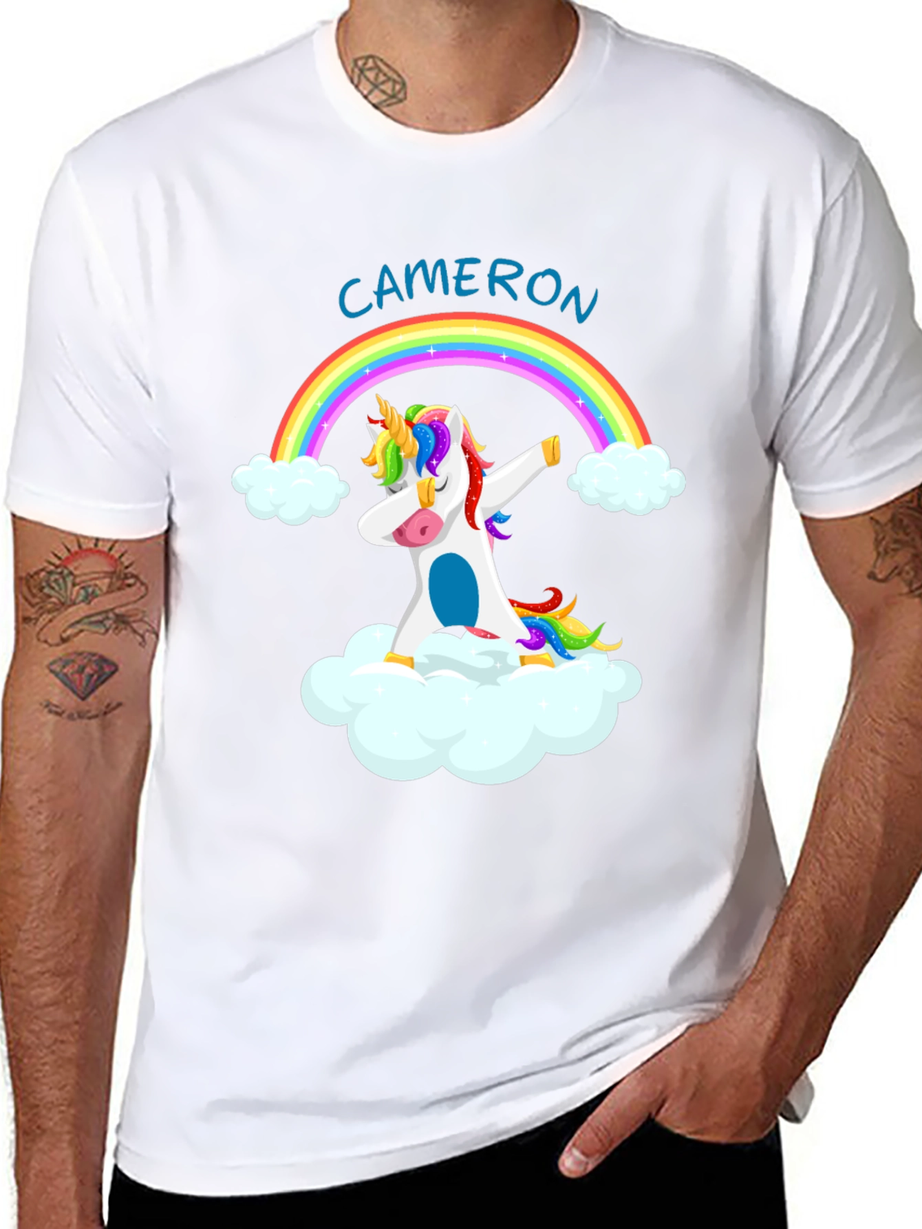 Cameron Unicorn Dabbing Rainbow T-Shirt